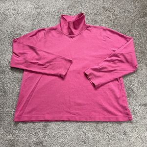 Lands' End Sweater Womens Large Pink Solid Mock Neck Long Sleeve Pullover Casual